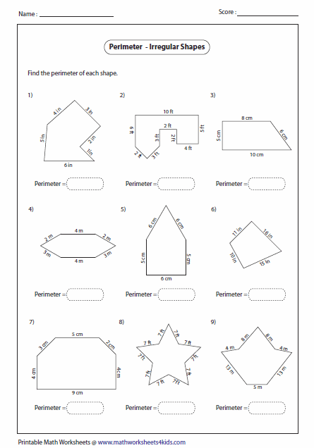 Perimeter Worksheets