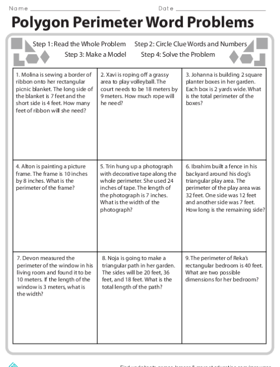 Polygon Perimeter Word Problems Worksheets 99Worksheets