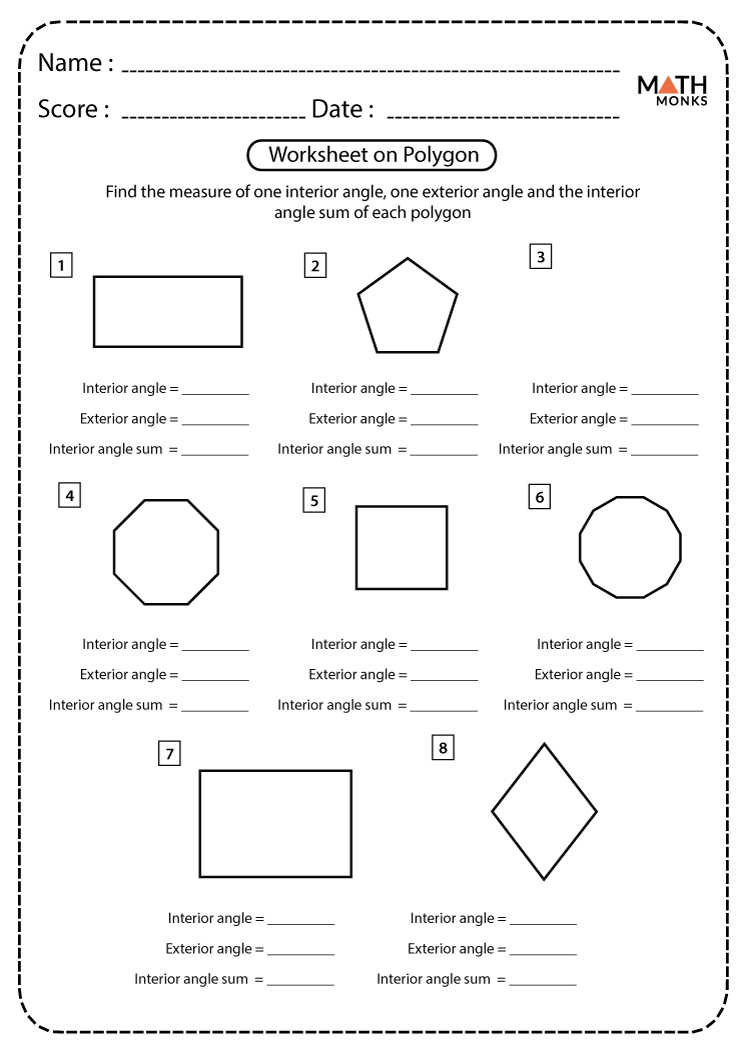 Polygons Worksheets Math Monks