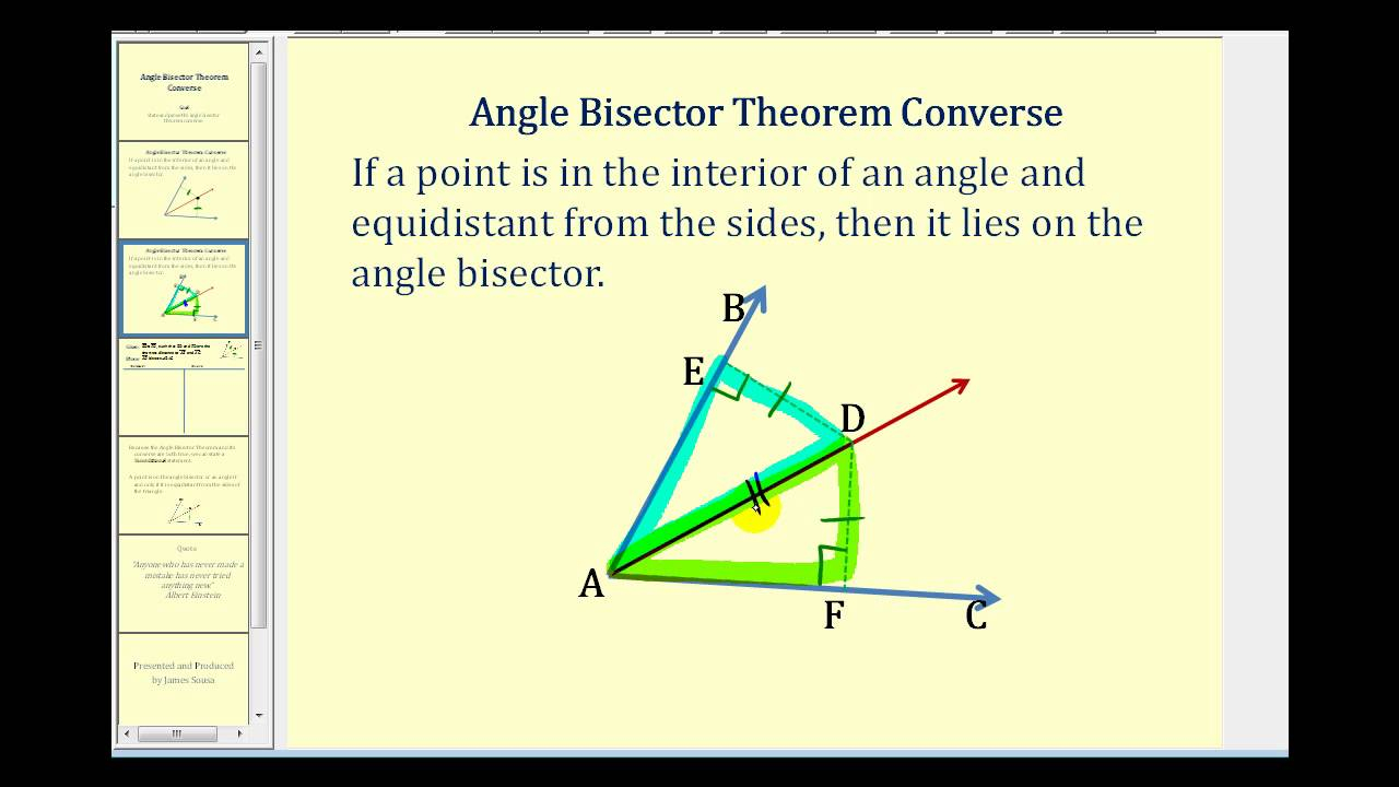 Proof The Angle Bisector Theorem Converse YouTube