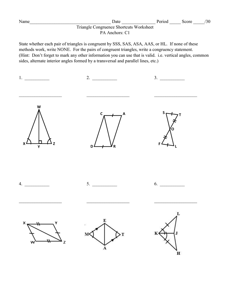  Proving Triangle Congruence Worksheet Answers Free Download Qstion co