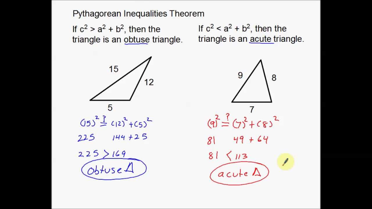 Pythagorean Inequalities Theorem YouTube