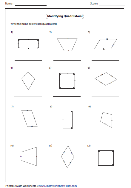 Quadrilateral Worksheets