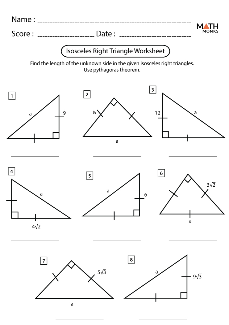 Solving Right Triangles Worksheet Math Aids