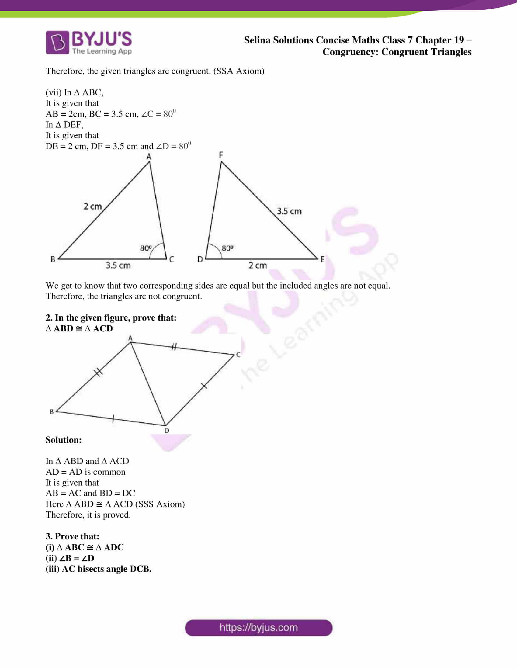 Selina Solutions Concise Maths Class 7 Chapter 19 Congruency Congruent