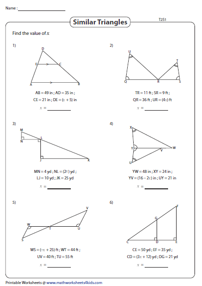 Similar Triangles Worksheet Grade 10 Answers Thekidsworksheet