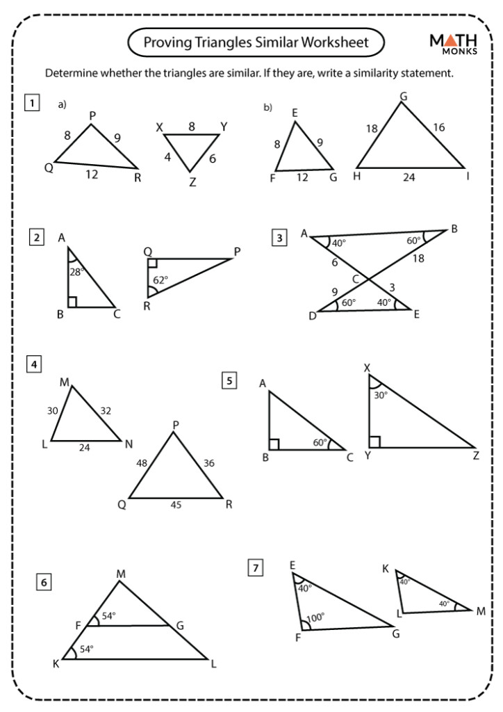 Similar Triangles Worksheets Math Monks