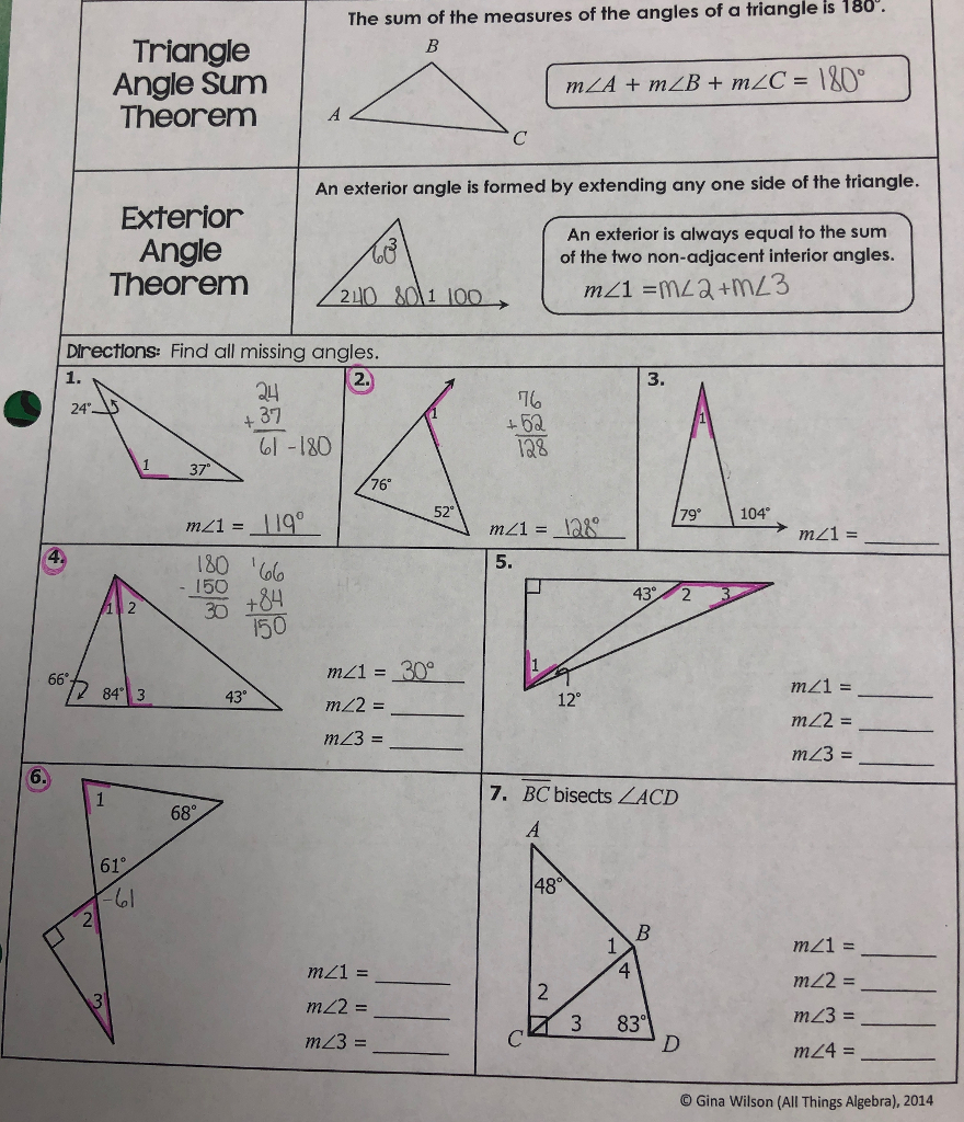 Solved Exterior Angle Theorem And Triangle Sum Theorem Pl Db excel