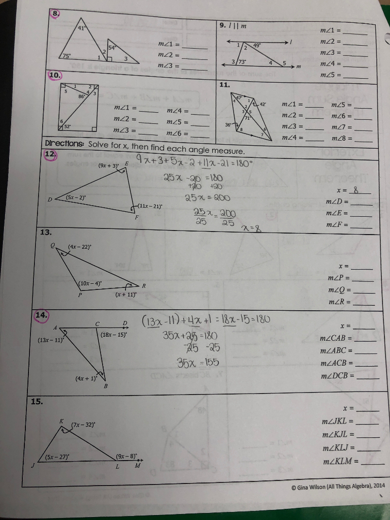 Solved Exterior Angle Theorem And Triangle Sum Theorem Pl Db excel