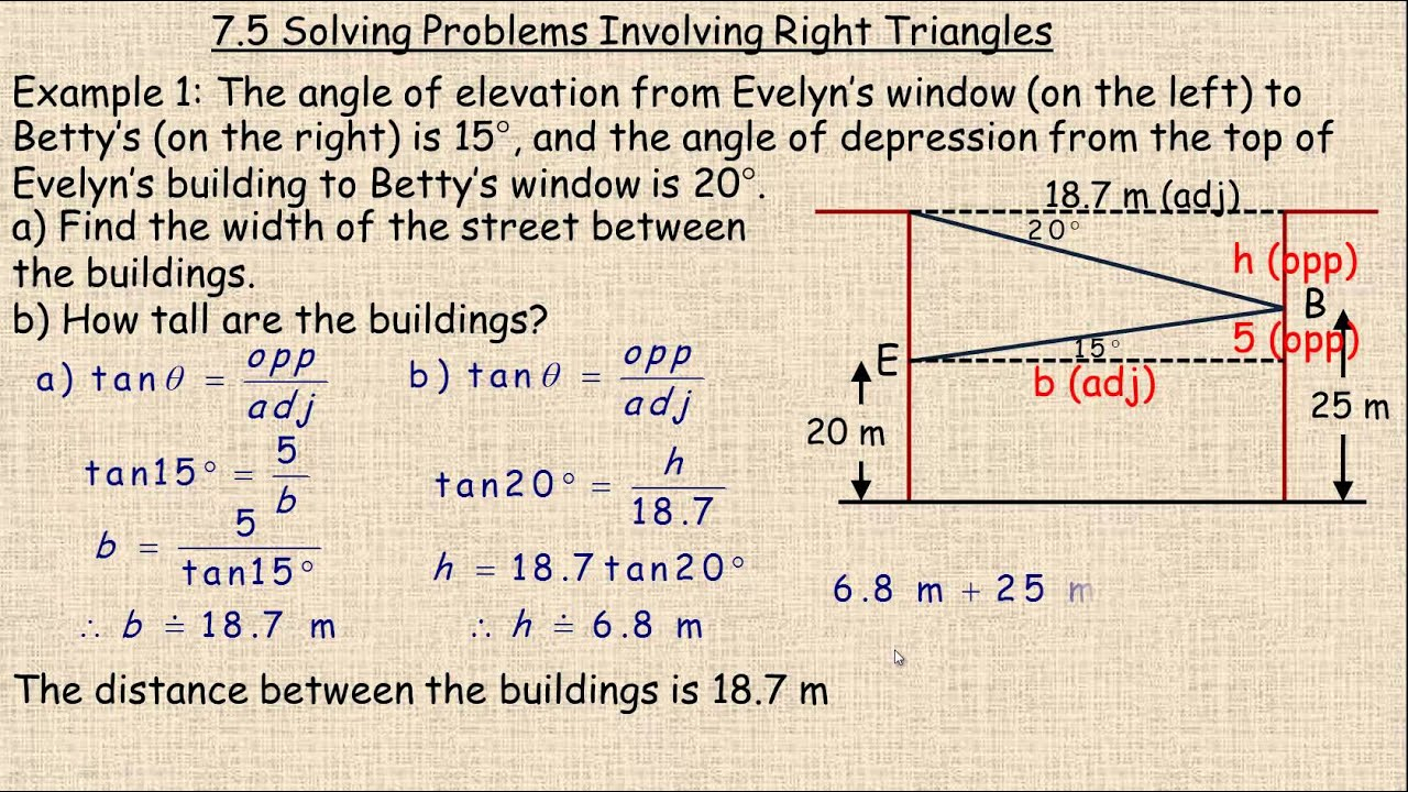 Solving Problems Involving Right Triangles YouTube