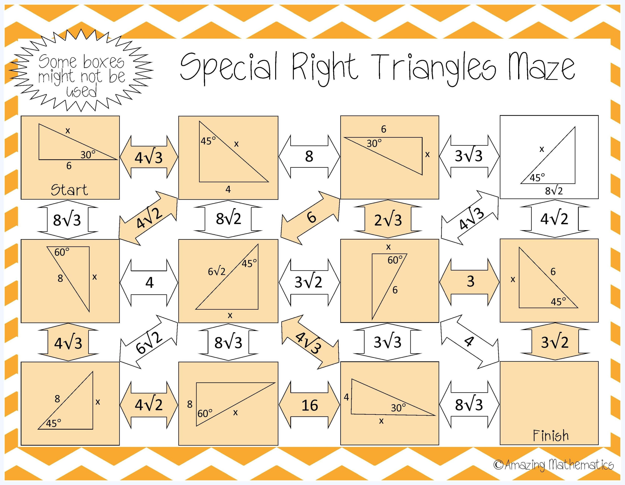 Special Right Triangles Maze Special Right Triangle Triangle 