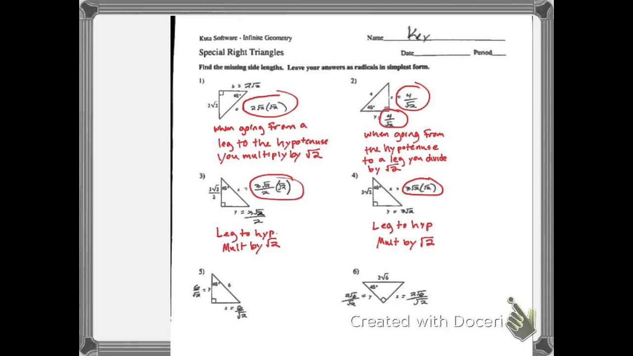 Special Right Triangles Multi Step Key P1 YouTube