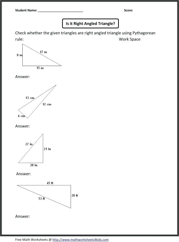 Special Right Triangles Worksheet Answer Key With Work