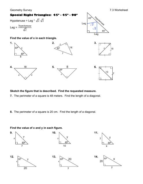 Special Right Triangles Worksheet Nidecmege