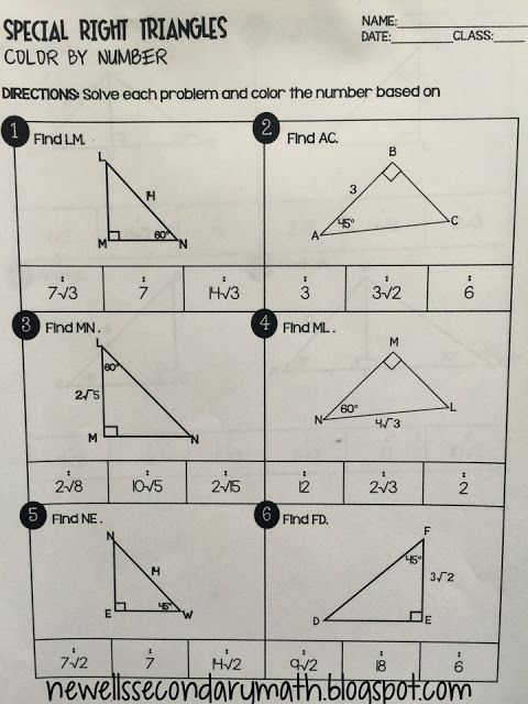 Special Right Triangles Worksheet With Answer Key 2022 