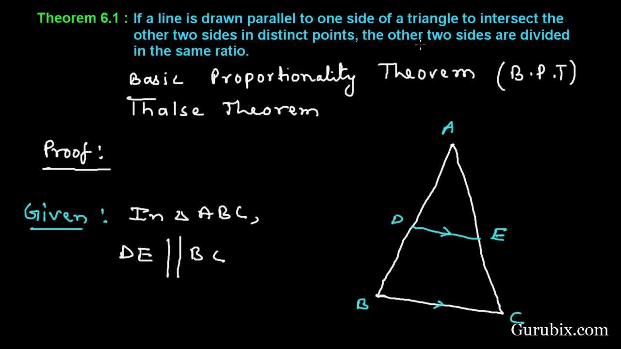 Theorem 6 1 Basic Proportionality Theorem Thalse Theorem Ch 6 