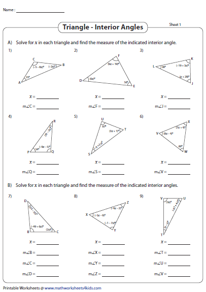 Triangle Angle Sum Worksheet Answer Key Studying Worksheets