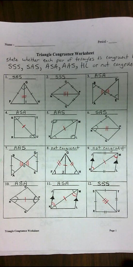 Triangle Congruence Practice Worksheet Geometry All Mrs Redmond S Math 