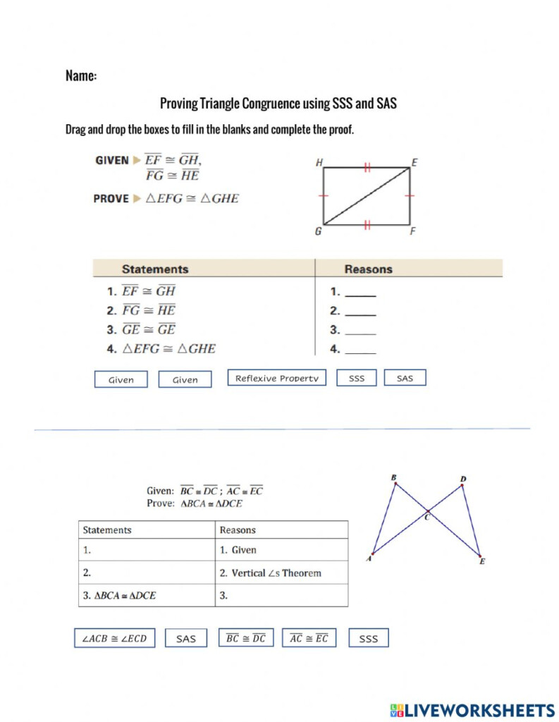 Triangle Congruence Proofs Worksheet