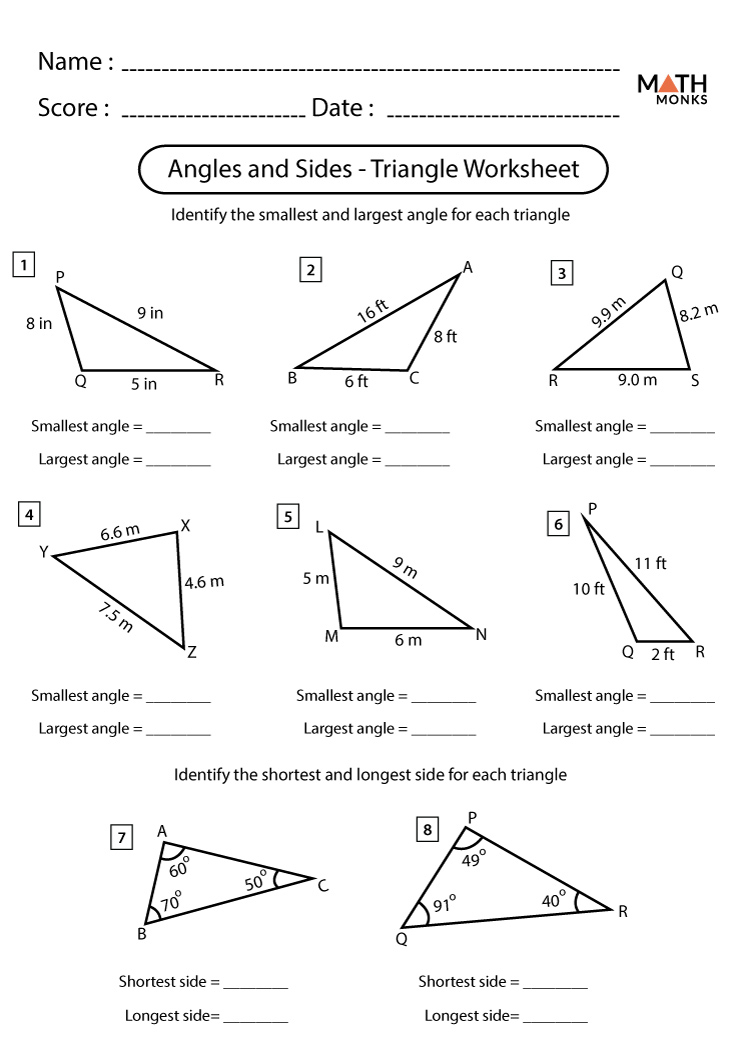 Triangle Worksheets Math Monks