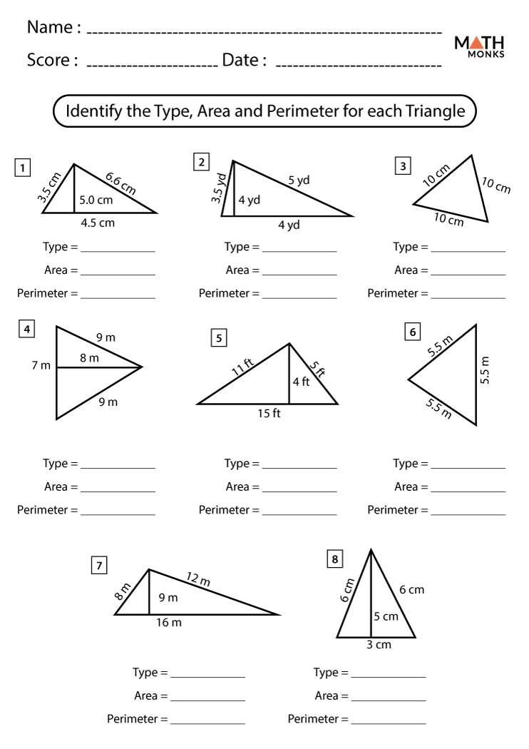 Triangle Worksheets Math Monks