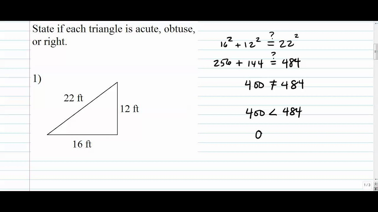 Triangles Is This Triangle Acute Obtuse Or Right Based On Side 