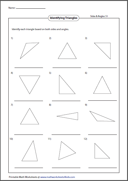 Triangles Worksheets