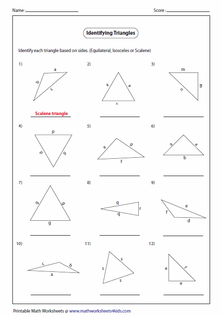 Triangles Worksheets