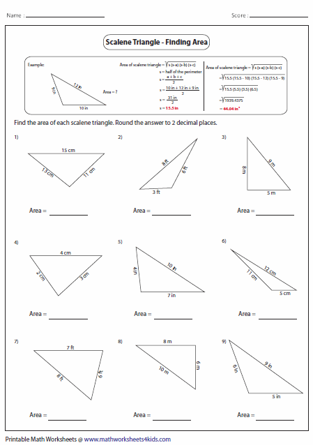 Triangles Worksheets