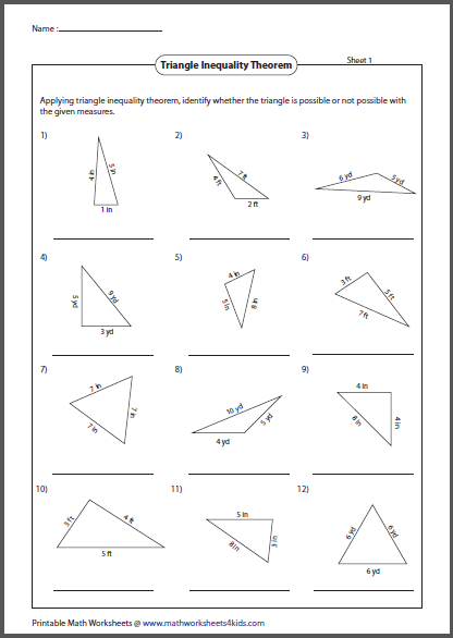 Triangles Worksheets