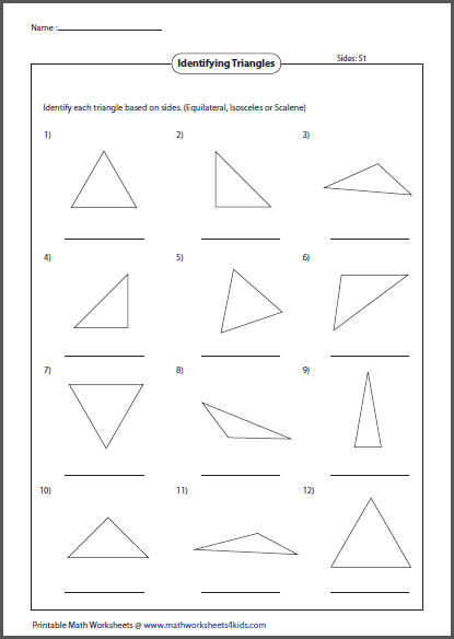 Triangles Worksheets