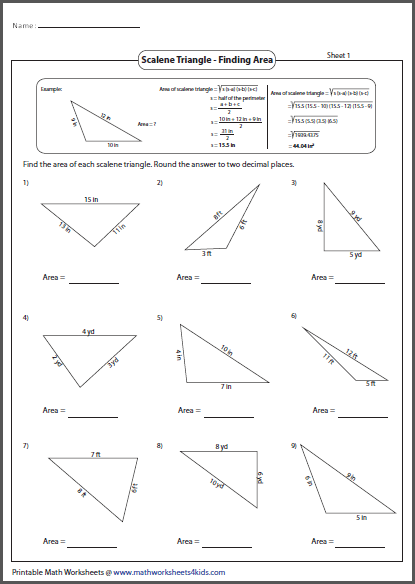 Triangles Worksheets