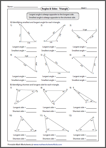 Triangles Worksheets