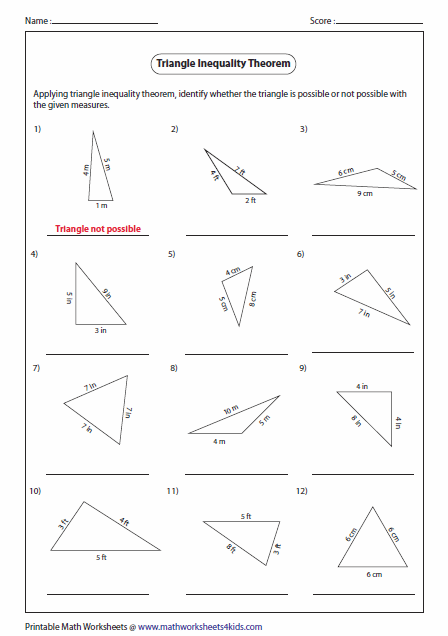 Triangles Worksheets