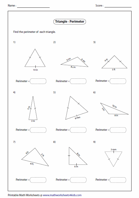 Triangles Worksheets