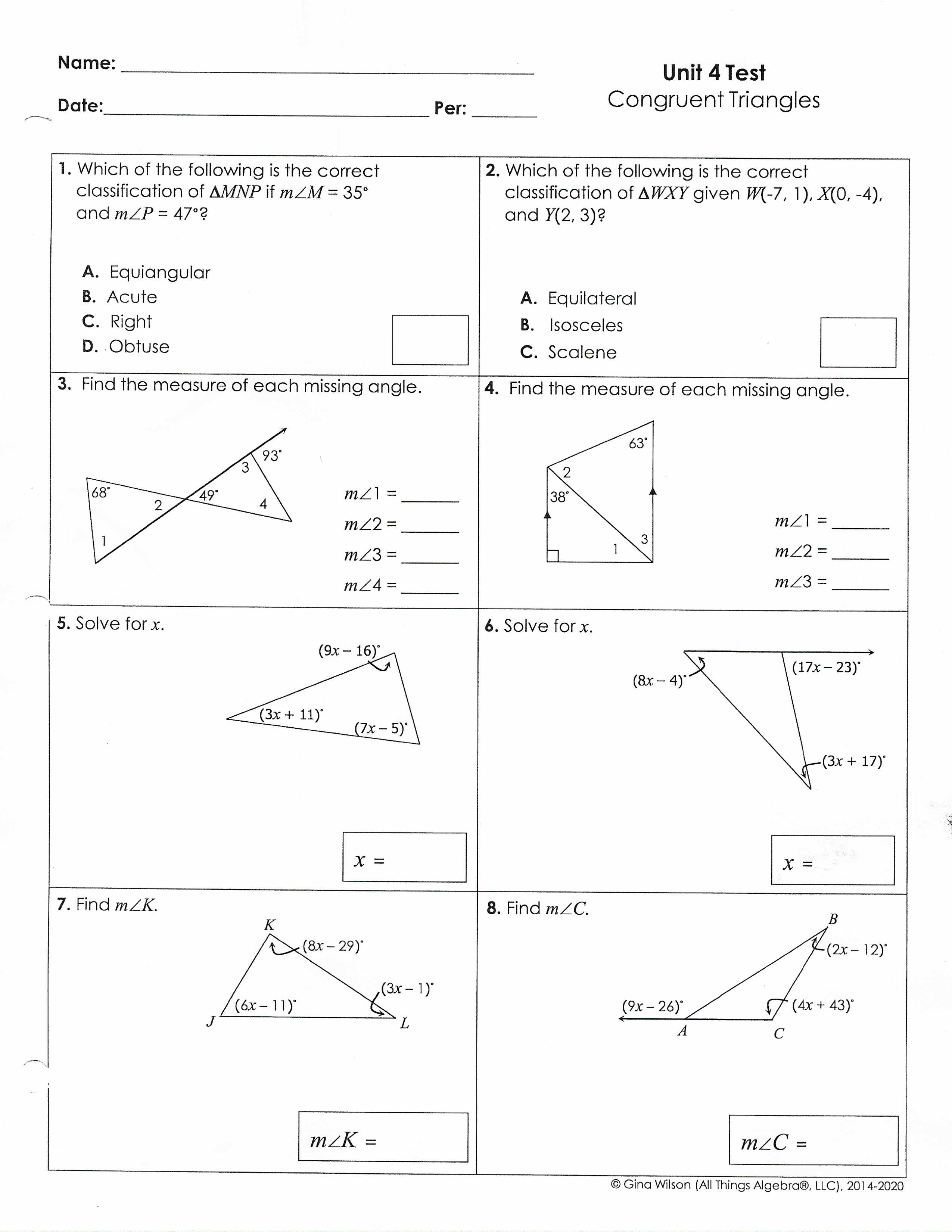 Unit 4 Test Geometry April Sanders Library Formative