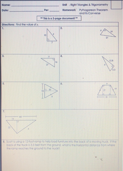 Unit 8 Right Triangles And Trigonometry Answer Key Waltery Learning 