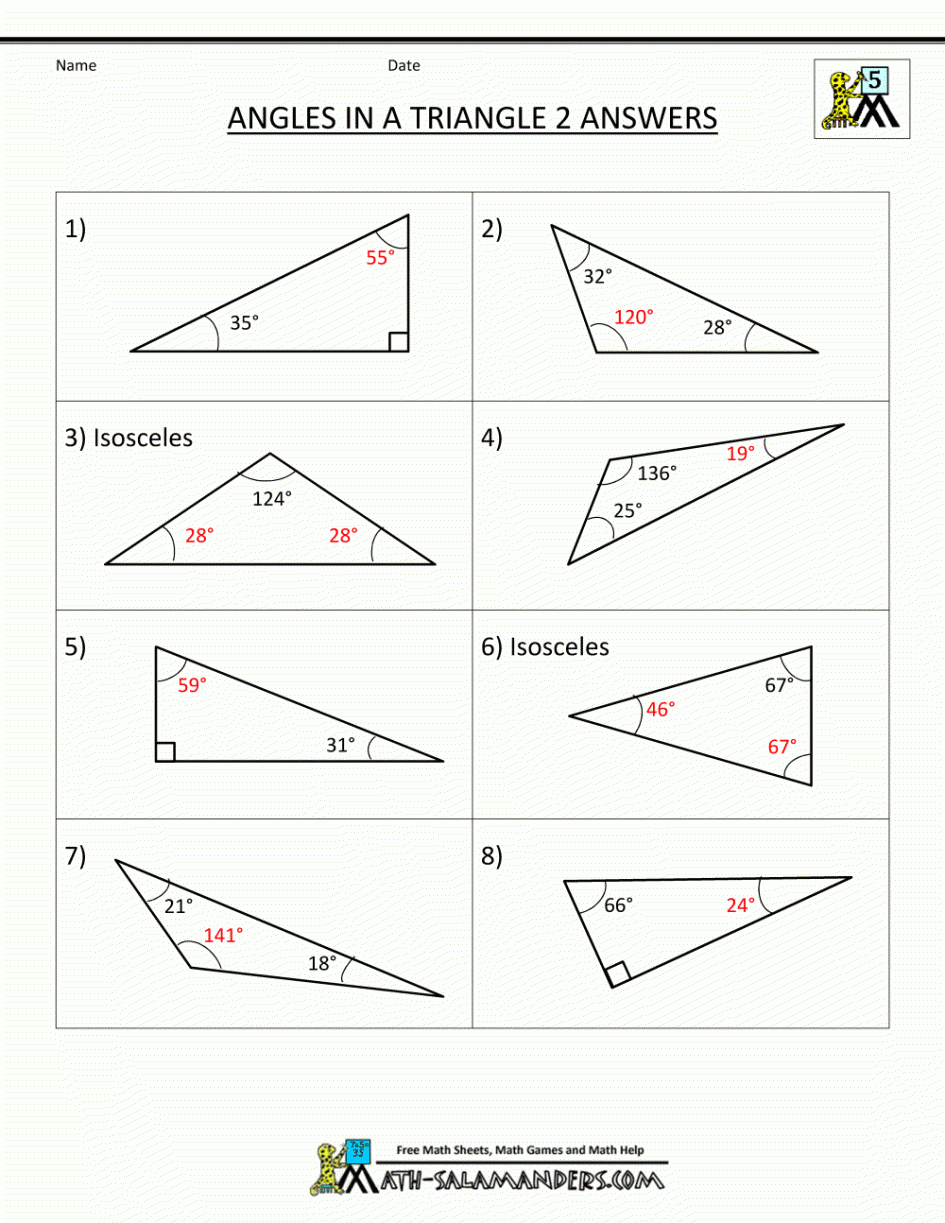 Worksheet Triangle Angle Sum Worksheet Math Worksheets For Db excel