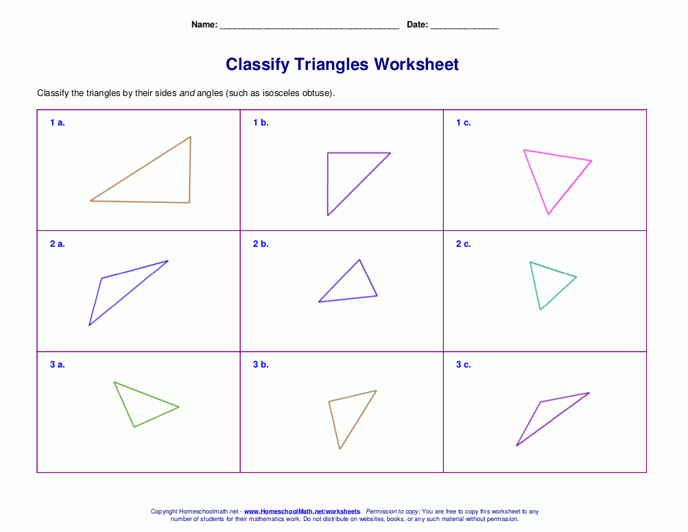 Worksheets For Classifying Triangles By Sides Angles Or Both