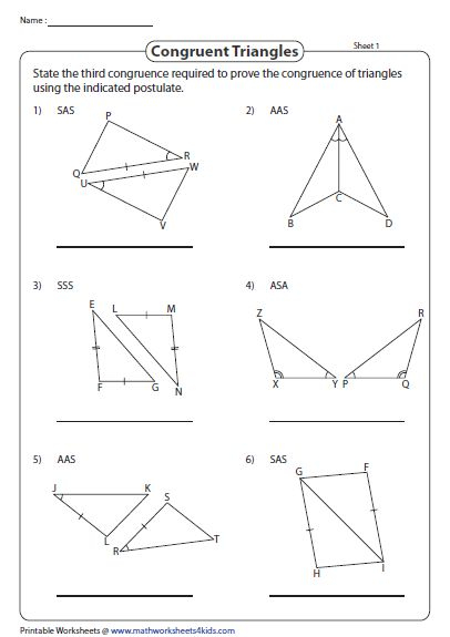 Write The Missing Congruence Property Triangle Worksheet Congruent