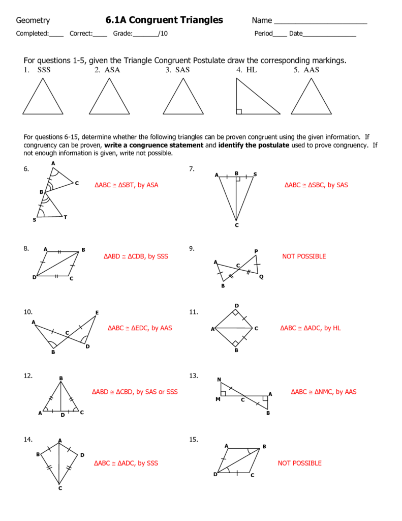 20 Triangle Congruence Worksheet Answer Key