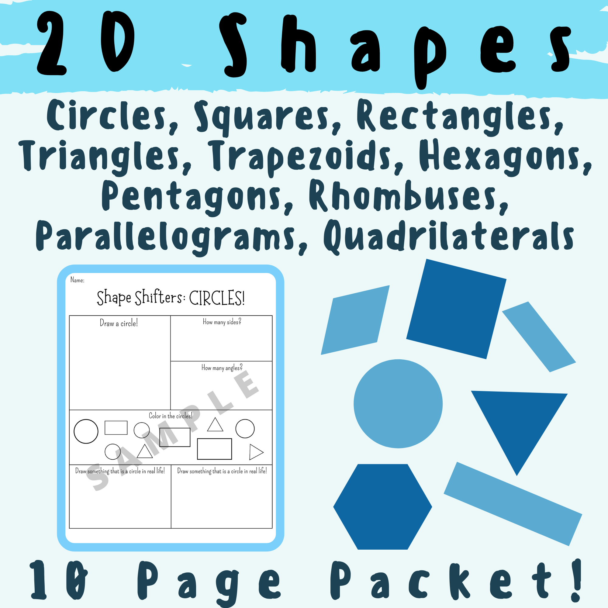 2D Shapes Circles Rectangles Squares Triangles Trapezoids 