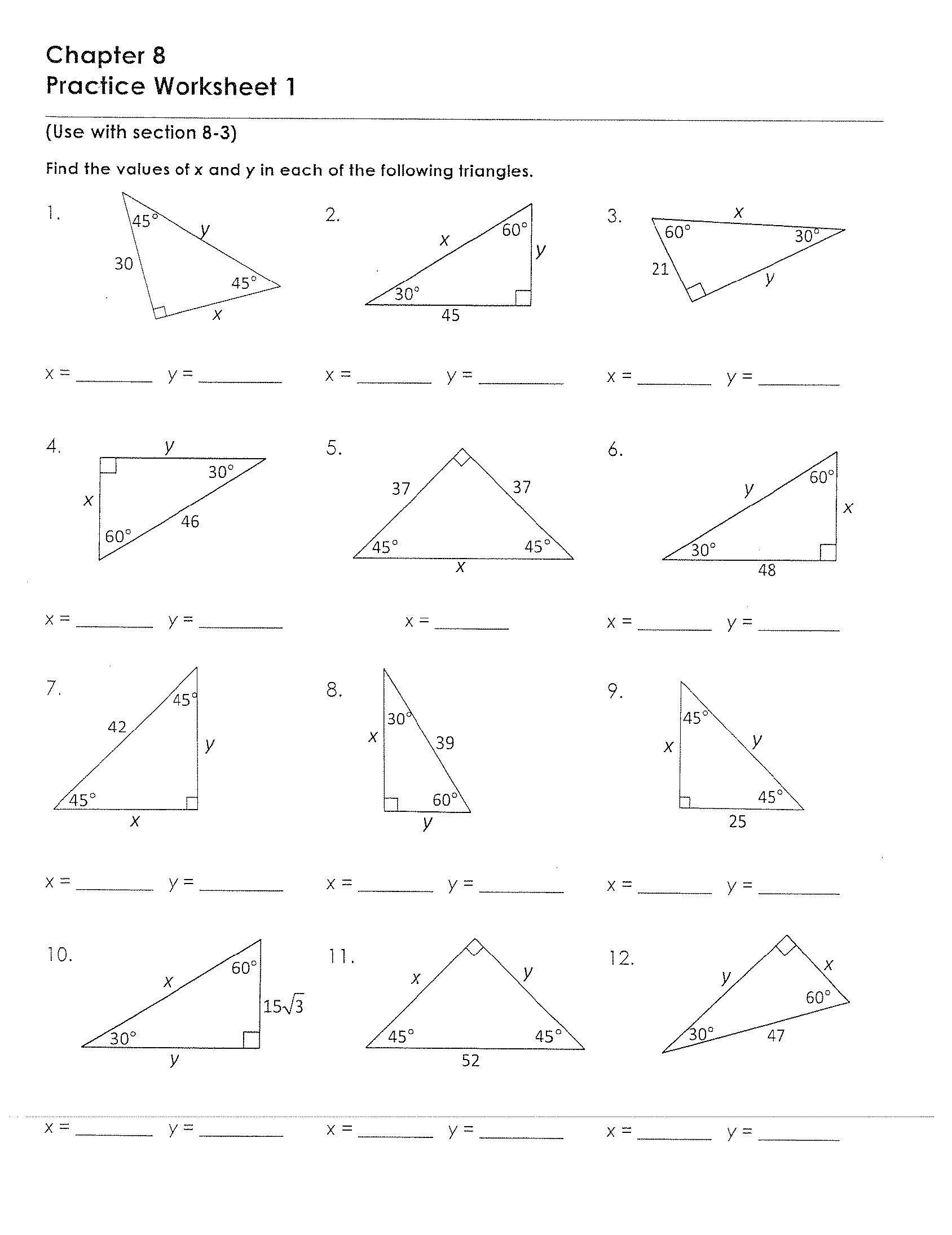 5 8 Special Right Triangles Worksheet Kayra Excel