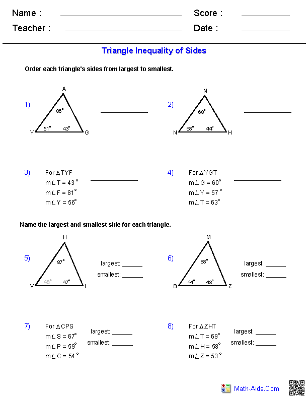 8th Grade Angles In A Triangle Worksheet Thekidsworksheet