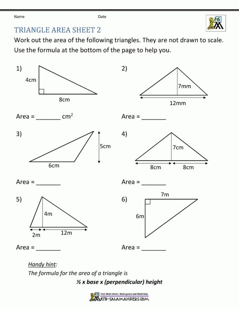 Area Of A Triangle Worksheet Kuta