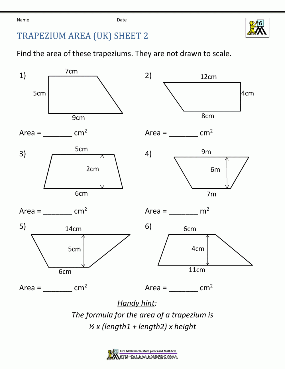 Area Of Parallelogram Worksheet