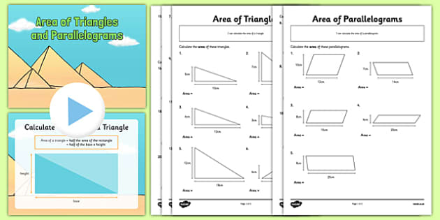 Area Of Parallelograms And Triangles PowerPoint And Worksheet Worksheets