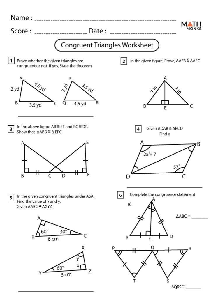 Congruent Triangles Worksheets Triangle Congruence Interactive Worksheet