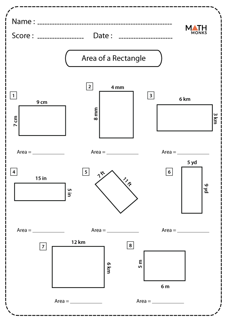 Find The Area Of A Rectangle Worksheet - TraingleWorksheets.com