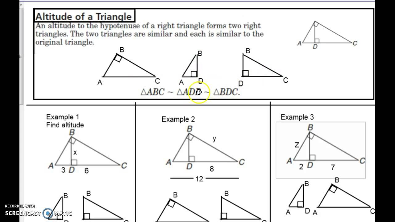 Geometric Mean Proportions Similar Triangles YouTube